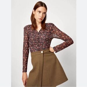 Sandro Floral Tulle Mesh Top Size 2 (M)